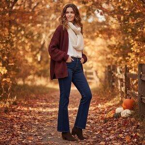 NYDJ Dark Blue Blake Slim Flared Jeans With High Rise women’s sz 10